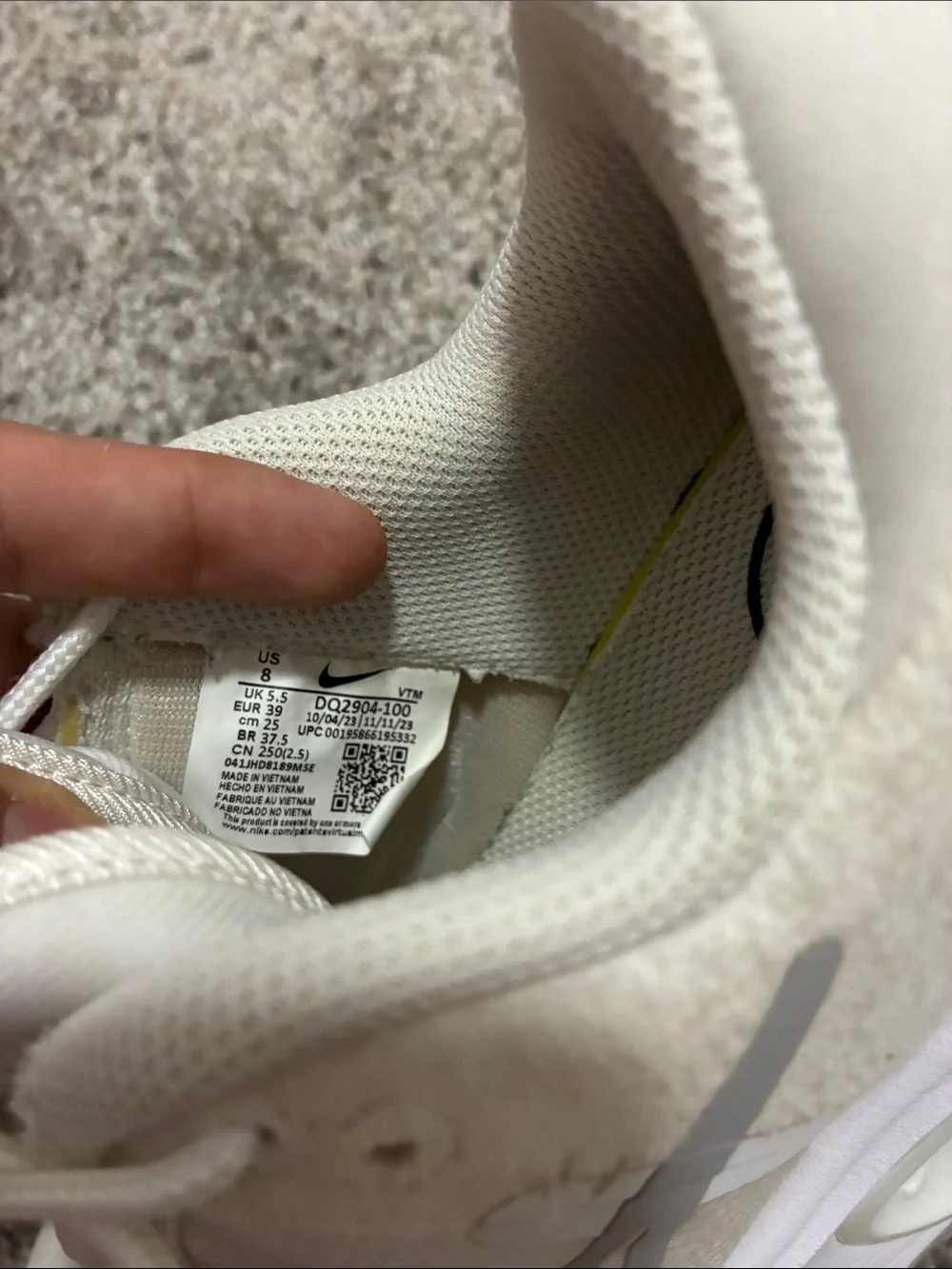 Nike Women’s White and Light Gray Air Max-Style Lace-Up Sneakers